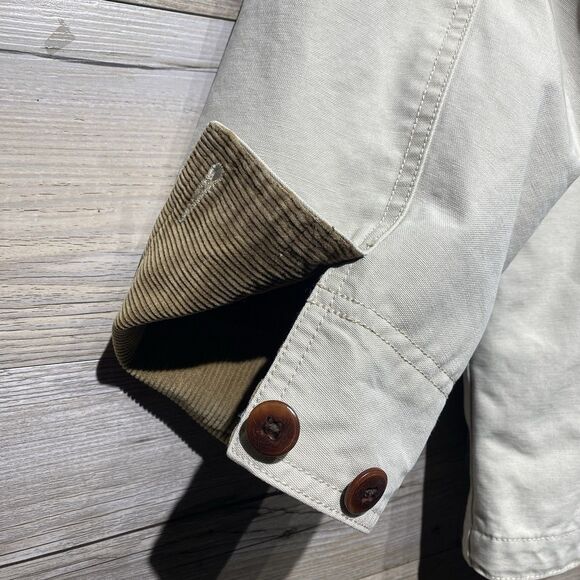 LL Bean Vintage Barn Coat Chore Flannel Lined Jacket Corduroy Trim Womens Medium - Picture 9 of 11